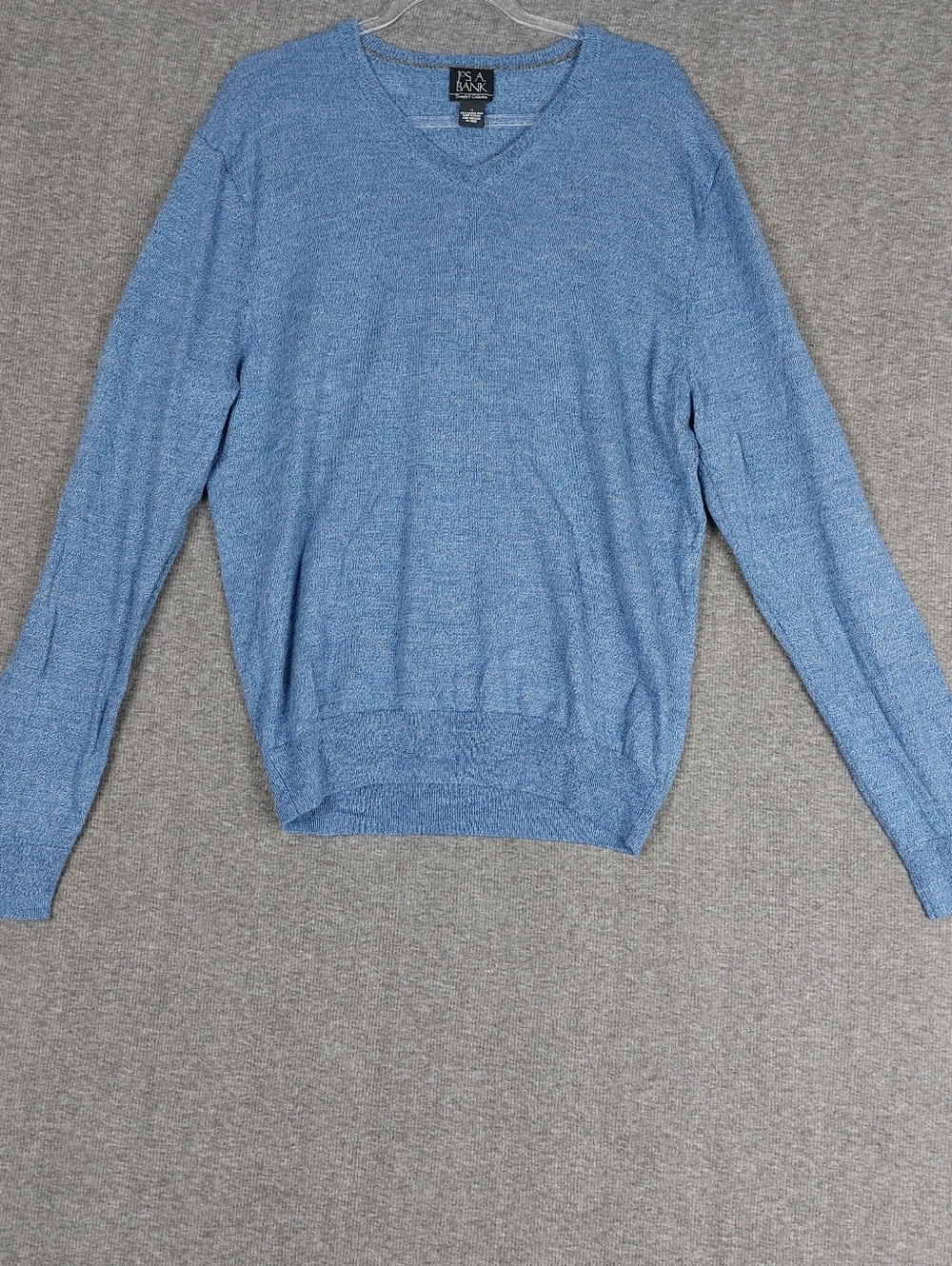 JOS. A. BANK TRAVELERS COLLECTION MENS BLUE 100% MERINO WOOL VNECK SWEATER XL
